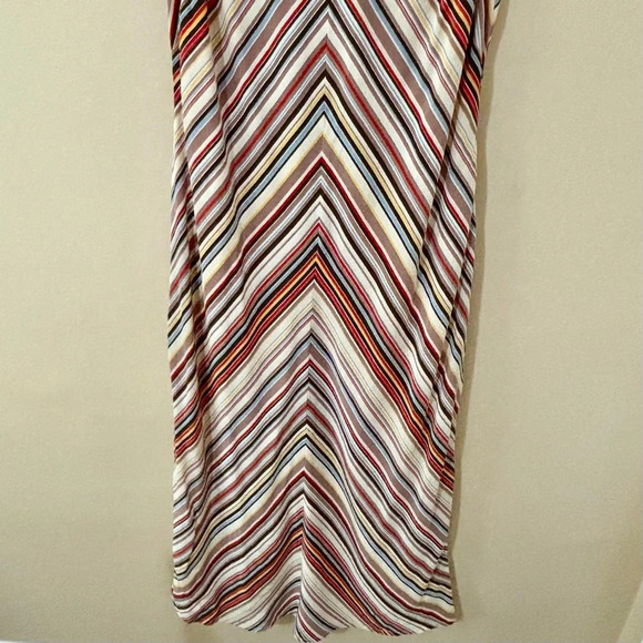 Liz Claiborne| Striking Mod SleevelessLong Maxi Chevron Striped Silky Dress Sz 8 - Picture 3 of 10
